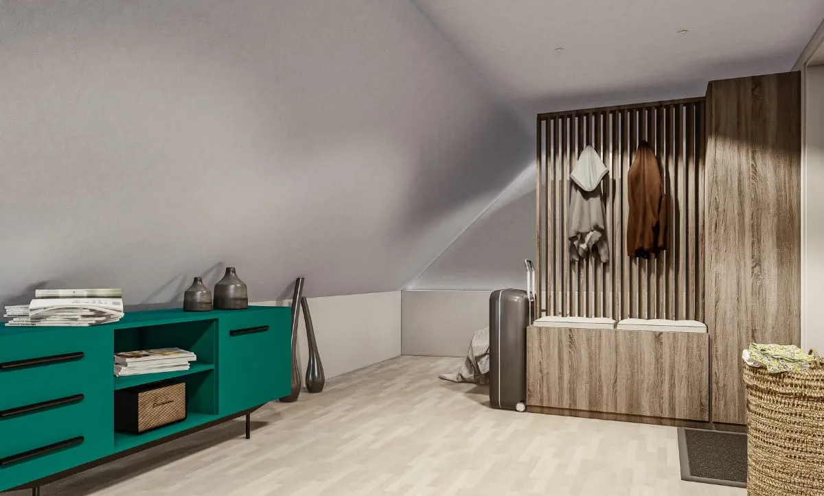 Efficient storage design in entryway area of Attic Leuven by Studio Hatch
