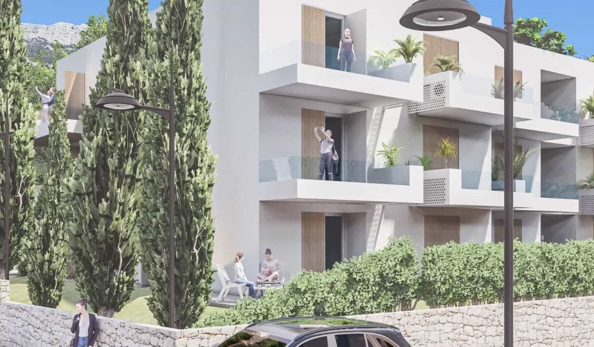 Contemporary residential building in Orebic designed by Studio Hatch featuring modern balconies and lush greenery