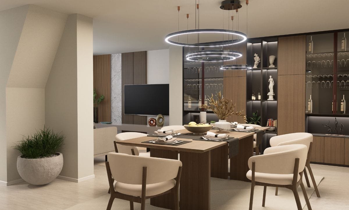 Modern dining room at Apartments Breka, designed by Studio Hatch